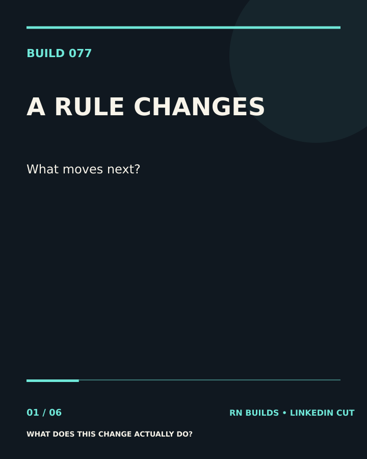 Build 077, What Does This Change Actually Do?: creator-owned typographic cover.