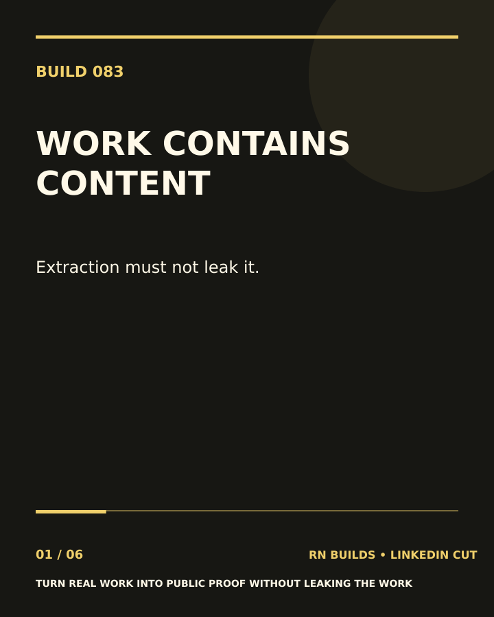 Build 083, Your Work Is Already Full of Content: creator-owned typographic cover.